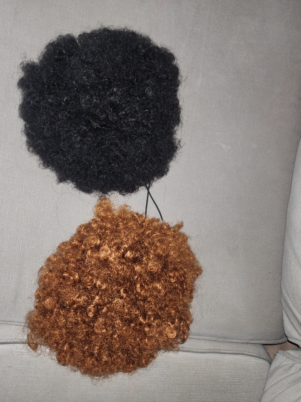 Synthetic Curly Hair Bun Extension - Black and Copper Brown